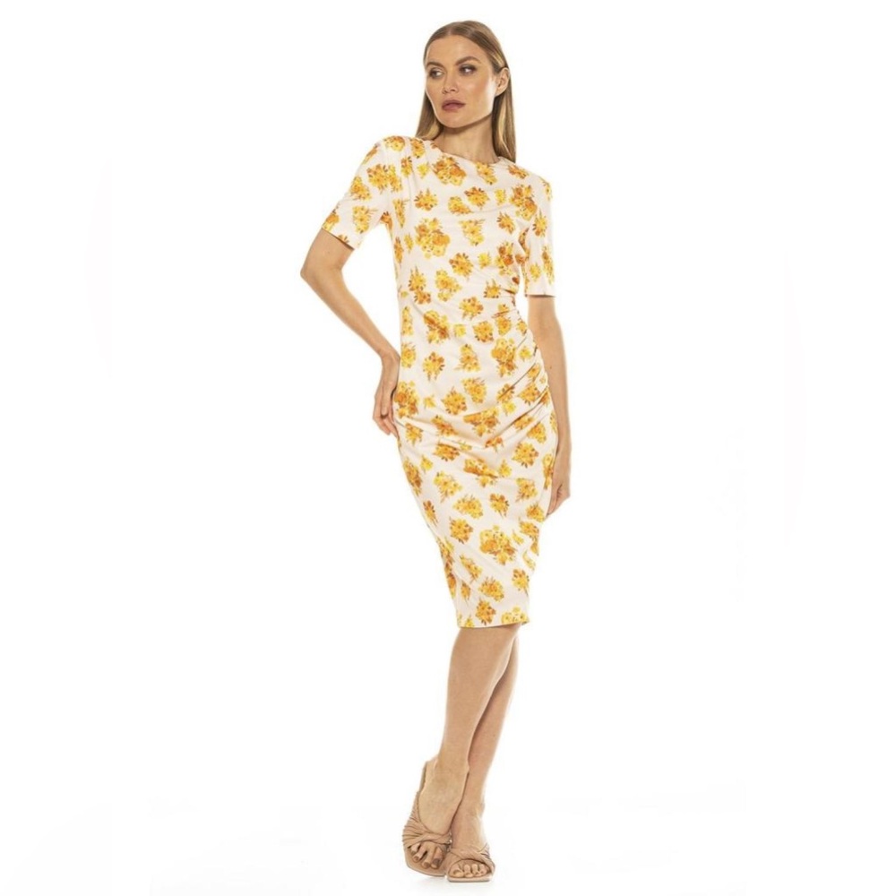 Alexia Admor Cataleya Dress Floral Print Midi womens size large vintage inspired